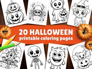 Enfant qui colorie une citrouille d'Halloween sur une feuille imprimée