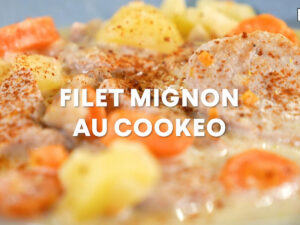 Plat mijoté préparé dans un Cookeo, servi avec des légumes et des pommes de terre